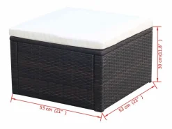 Outlet Taburete / reposapiés Resina tejida 53 x 53 x 30 cm Marrón Reposapiés