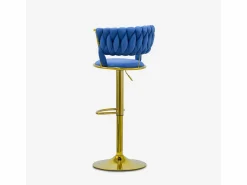 Online Taburete ajustable de metal dorado y terciopelo entrelazado Macaron - Marino Muebles De Bar|Taburete Alto