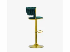 Sale Taburete ajustable de metal dorado y terciopelo entrelazado Macaron - oscuro Taburete Alto