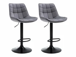 Discount taburete alto ajustable terciopelo metal LIMA II (lote de 2) Muebles De Bar|Taburete Alto