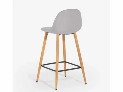 Discount AHD Taburete alto de bar cocina estilo nórdico en tela con respaldo Shona - claro Gris