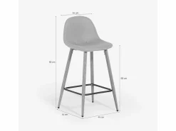 Discount AHD Taburete alto de bar cocina estilo nórdico en tela con respaldo Shona - claro Gris