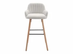 Discount taburete alto de tela y madera de haya - - ELEANA Muebles De Bar|Taburete Alto