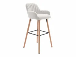 Discount taburete alto de tela y madera de haya - - ELEANA Muebles De Bar|Taburete Alto