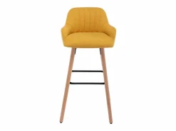 Vente-unique taburete alto de tela y patas madera de haya - Amarillo - ELEANA