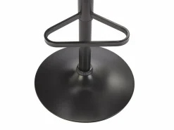 Vente-unique taburete alto de terciopelo y metal negro - Altura ajustable - - ELEANA