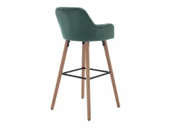Best Vente-unique taburete alto de terciopelo y metal efecto madera de haya - Verde oscuro - ELEANA Verde esmeralda