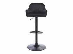 Vente-unique Taburete alto de terciopelo y metal - Altura ajustable - - ELEANA Negro