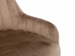 Discount Vente-unique taburete alto de terciopelo y patas madera de haya - - ELEANA Beige
