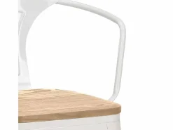 Online taburete alto estilo diseño industrial bar cocina steel wood back light - Taburete Alto