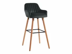Online taburete alto vintage de terciopelo gris y metal ELEANA Muebles De Bar|Taburete Alto