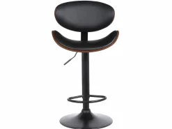Vente-unique Taburete bar piel sintética negro Lote 2 MONTENEGRO Negro / Color natural oscuro