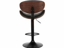 Vente-unique Taburete bar piel sintética negro Lote 2 MONTENEGRO Negro / Color natural oscuro
