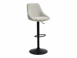 Vente-unique Taburete de bar de pana y metal negro - Altura ajustable - - MASURIE
