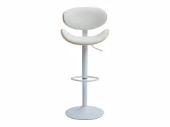 Vente-unique Taburete de bar de piel sintética - Altura ajustable - Natural claro y Blanco - MONTENEGRO