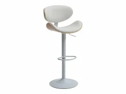 Vente-unique Taburete de bar de piel sintética - Altura ajustable - Natural claro y Blanco - MONTENEGRO