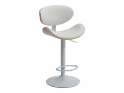 Vente-unique Taburete de bar de piel sintética - Altura ajustable - Natural claro y Blanco - MONTENEGRO