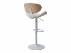Vente-unique Taburete de bar de piel sintética - Altura ajustable - Natural claro y Blanco - MONTENEGRO