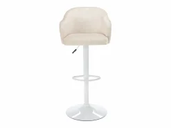 Best Vente-unique Taburete de bar de tela y metal - Altura regulable - y blanco - CARSTEN Crema