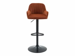 Sale Taburete de bar de terciopelo y metal negro - Altura ajustable - - ELEANA Muebles De Bar|Taburete Alto