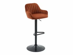 Sale Taburete de bar de terciopelo y metal negro - Altura ajustable - - ELEANA Muebles De Bar|Taburete Alto
