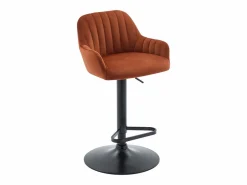 Sale Taburete de bar de terciopelo y metal negro - Altura ajustable - - ELEANA Muebles De Bar|Taburete Alto
