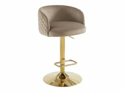 Vente-unique Taburete de bar de terciopelo y metal dorado - Altura ajustable - - PERLANITA