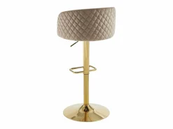 Vente-unique Taburete de bar de terciopelo y metal dorado - Altura ajustable - - PERLANITA