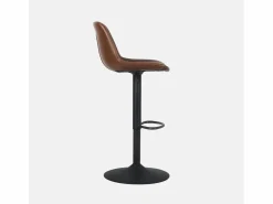 Online Taburete de bar regulable con imitación cuero, set de 2 marrón Muebles De Bar|Taburete Alto