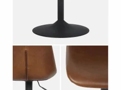 Online Taburete de bar regulable con imitación cuero, set de 2 marrón Muebles De Bar|Taburete Alto