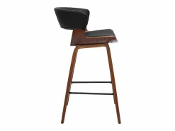 Sale Miliboo Taburete de cocina de diseño negro con madera oscura 65 cm SYRAH Marru00f3n