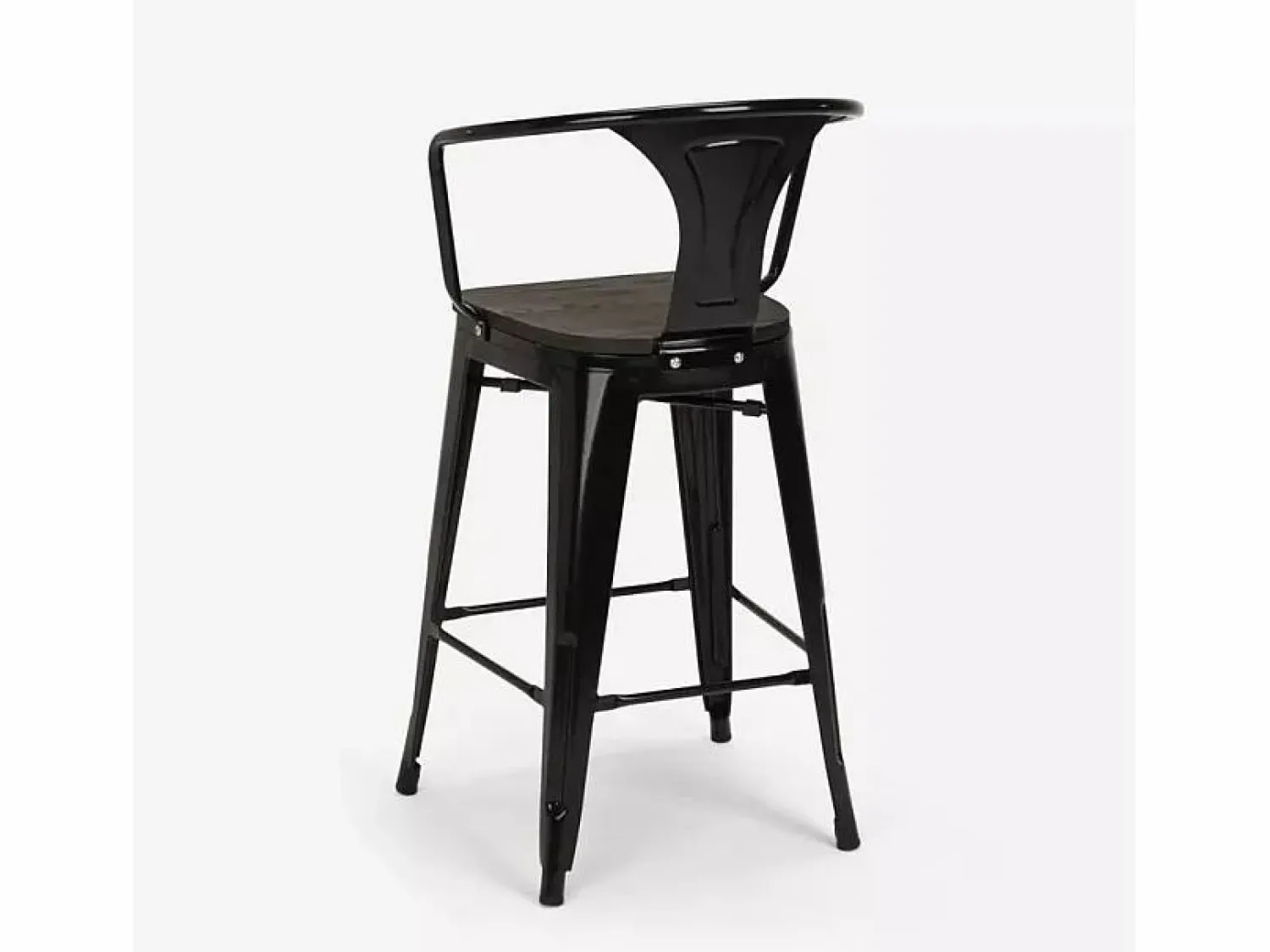 AHD taburete de metal y madera con respaldo de diseño industrial estilo steel wood back -
