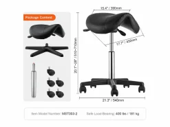 Taburete de Oficina SucceBuy Taburete de Asiento, Silla Rodante con Ruedas, Cuero PU Grueso