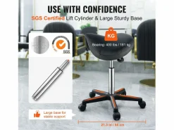Taburete de Oficina SucceBuy Taburete de Asiento, Silla Rodante con Ruedas, Cuero PU Grueso