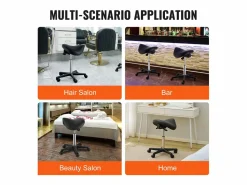 Taburete de Oficina SucceBuy Taburete de Asiento, Silla Rodante con Ruedas, Cuero PU Grueso