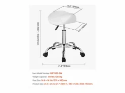 New Taburete de Oficina SucceBuy Taburete de Asiento con Ruedas en Cuero PU Ajustable en Altura Taburete De Oficina