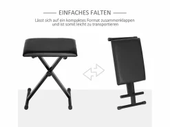 Sale Taburete de piano plegable, regulable en altura, de metal, piel sintética, espuma, color (39 x 29 x 37-47 cm) Banco Y Pie De Cama|Banco Y Pie De Cama