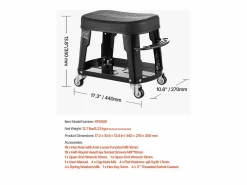 Taburete de Taller SucceBuy con Ruedas y Bandeja para Herramientas, Capacidad de 136 kg