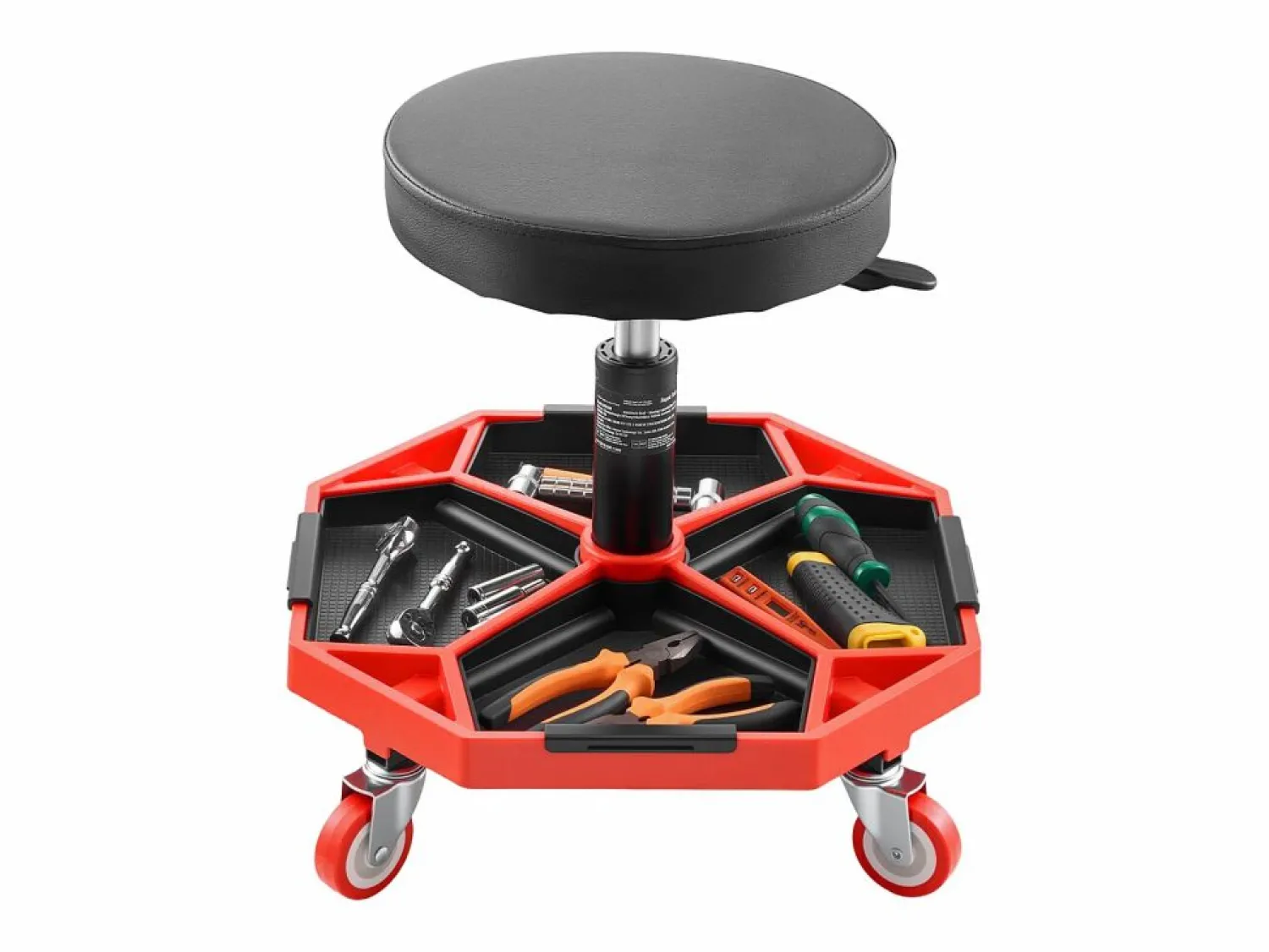 Sale Taburete de Taller, SucceBuy Taburete de Taller Móvil, Asiento de Mecánico con Ruedas, Capacidad 136 kg para Reparación y Mantenimiento de Automóviles, y Rojo Negro