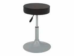 Sale Taburete de trabajo, asiento redondo de cuero sintético acolchado de alta densidad, giratorio, altura ajustable YU (negro gris) Taburete De Oficina