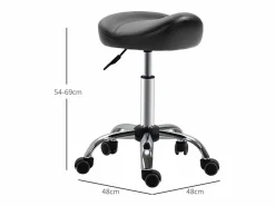 Sale Taburete de trabajo con ruedas, altura regulable, en piel sintética, color (48x48x54-69 cm) Negro
