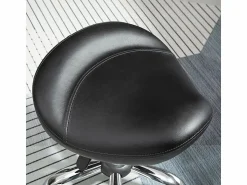 Sale Taburete de trabajo con ruedas, altura regulable, en piel sintética, color (48x48x54-69 cm) Negro