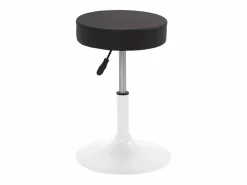 Sale Kayelles Taburete de trabajo de cuero sintético redondo, acolchado de espuma de alta densidad, giratorio, altura ajustable YU (negro blanco) Negro / Blanco