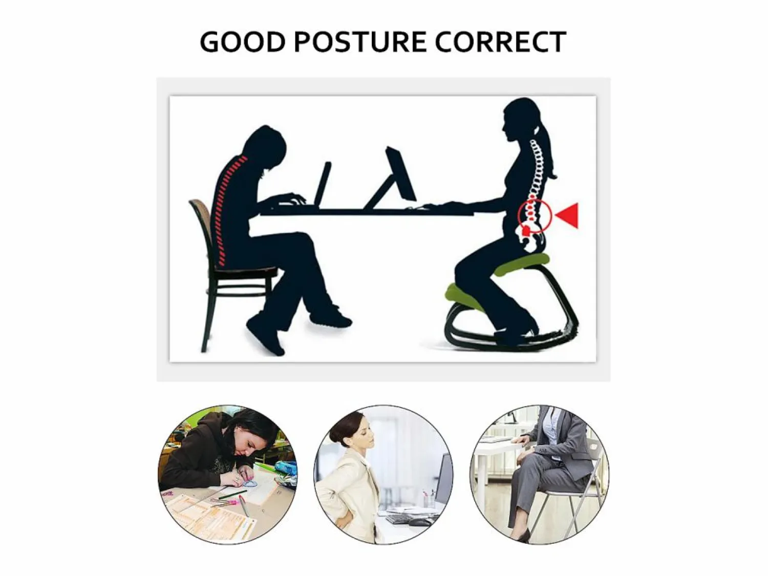 Sale Taburete Ergonómico de Rodillas, SucceBuy, de Madera, con Balanceo y Corrector de Postura para Oficina y Hogar. Blanco roto
