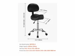 Taburete Ergonómico Tipo Silla de Montar, SucceBuy, con Respaldo de Piel Sintética, Altura Ajustable, Color