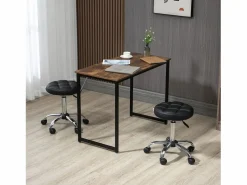 Online Taburete giratorio y regulable con ruedas en polipiel negra (35,5 x 35,5 x 48-63 cm) Taburete De Oficina