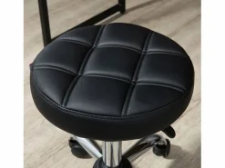 Online Taburete giratorio y regulable con ruedas en polipiel negra (35,5 x 35,5 x 48-63 cm) Taburete De Oficina