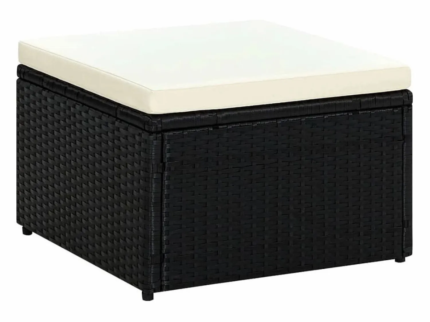 Discount Taburete otomana poli ratán 53x53x30 cm ES951357 Negro