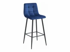 Outlet Taburete Valora TEOTO de terciopelo azul marino con patas negras para cocina (x2) Azul oscuro