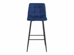 Outlet Taburete Valora TEOTO de terciopelo azul marino con patas negras para cocina (x2) Azul oscuro